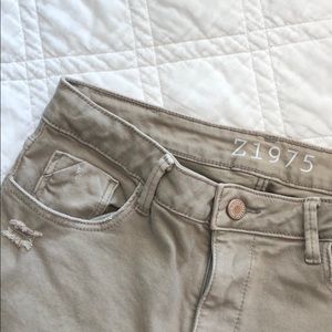Zara distressed stretch khaki jeans